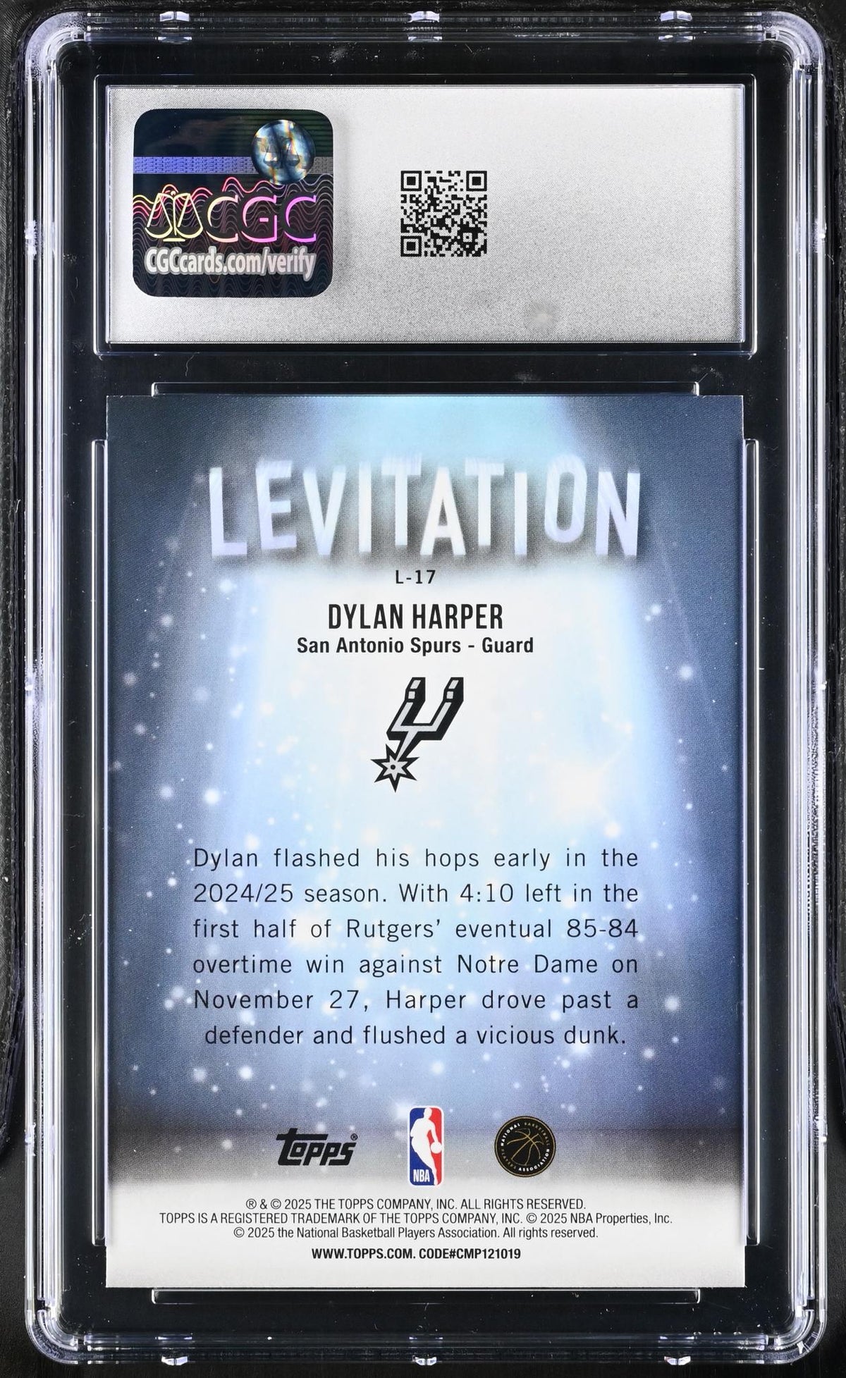 2025 Topps #L-17 Dylan Harper Levitation CGC 10