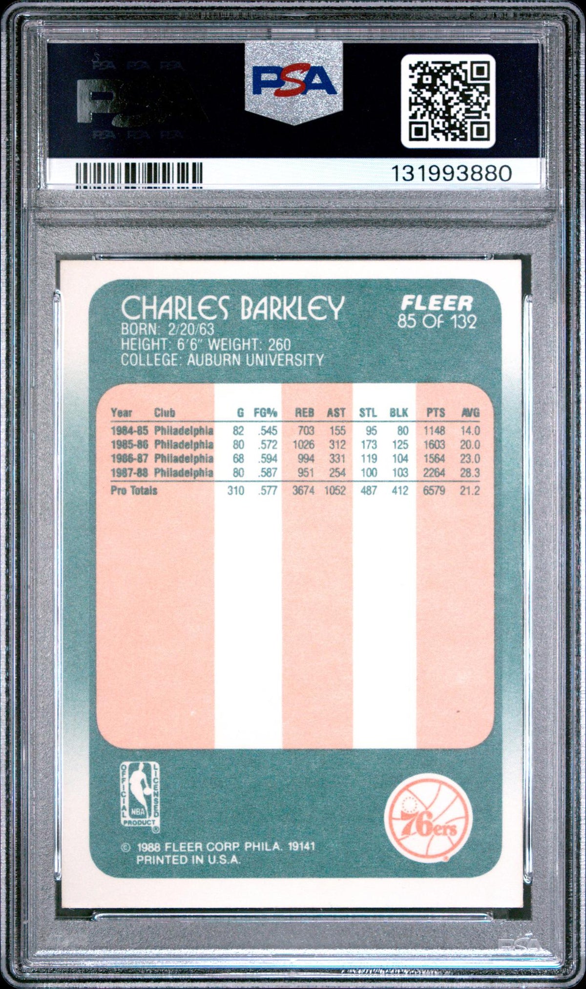 1988 Fleer Charles Barkley #85 PSA 6