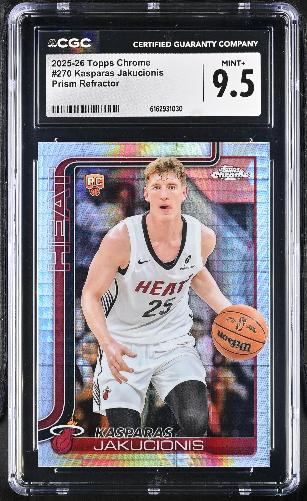 2025 Topps Chrome #270 Kasparas Jakucionis Prism Refractor CGC 9.5