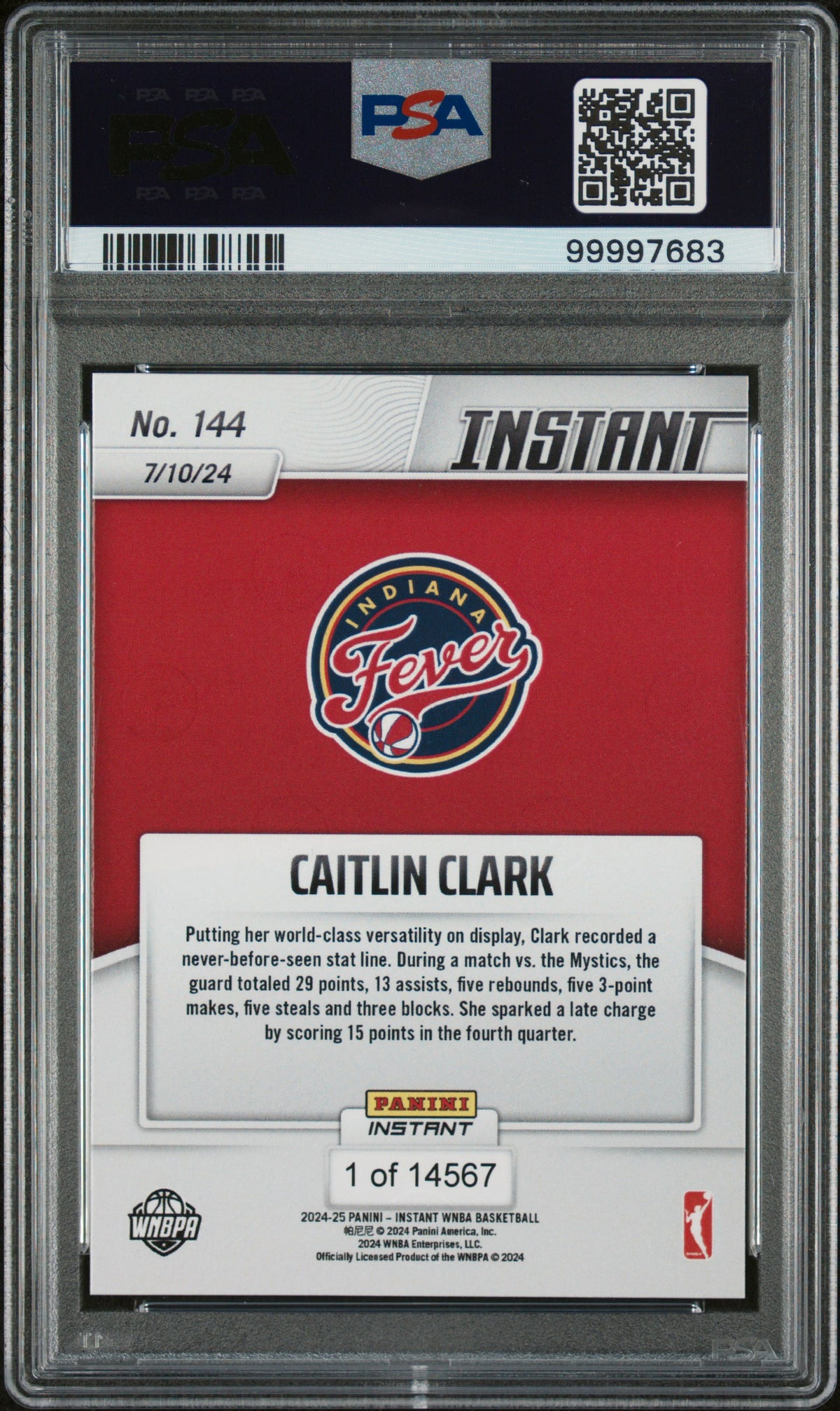 2024 Panini Instant WNBA Caitlin Clark #144 /14567 PSA 9