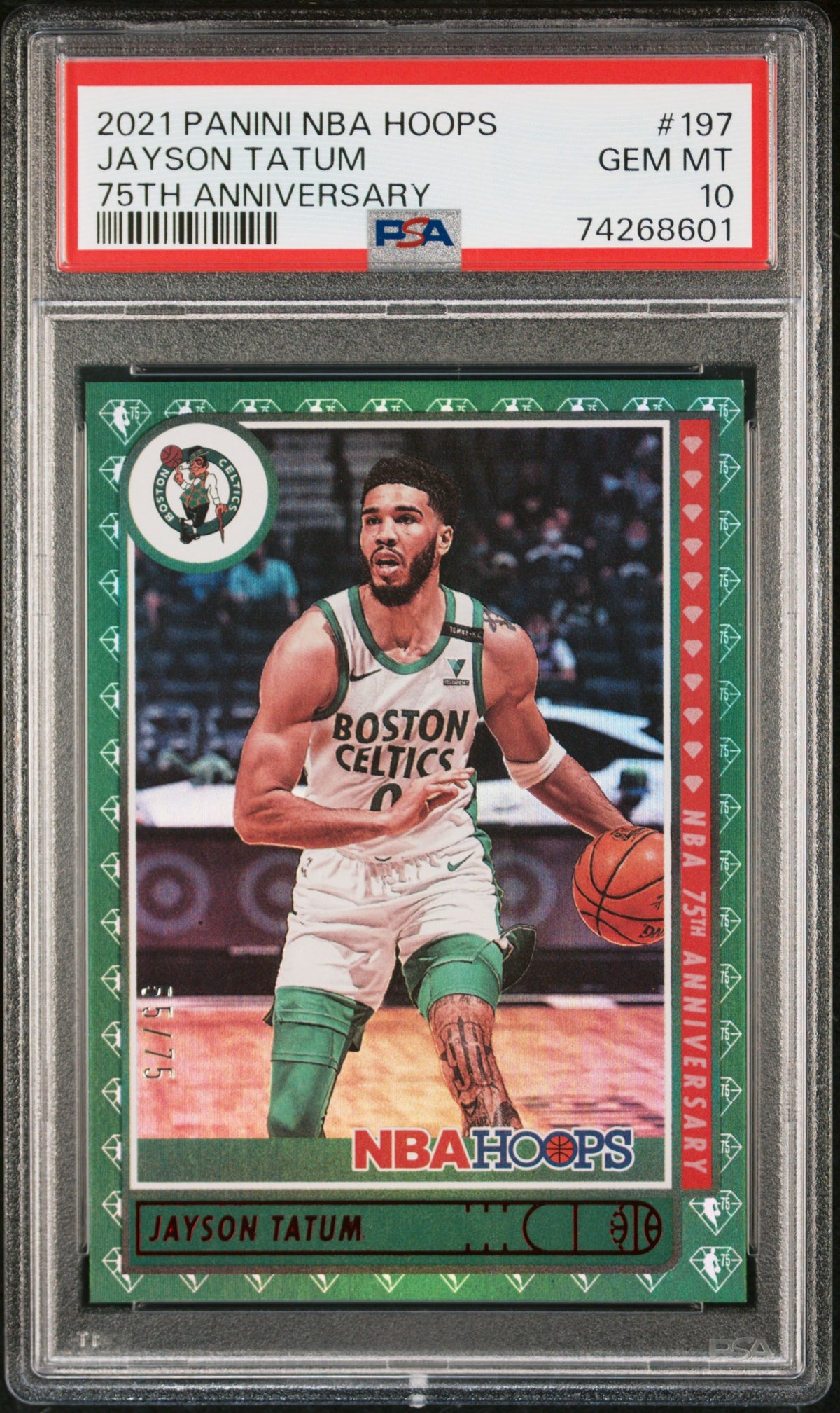 2021 Panini NBA Hoops 75th Anniversary Jayson Tatum #197 /75 PSA 10
