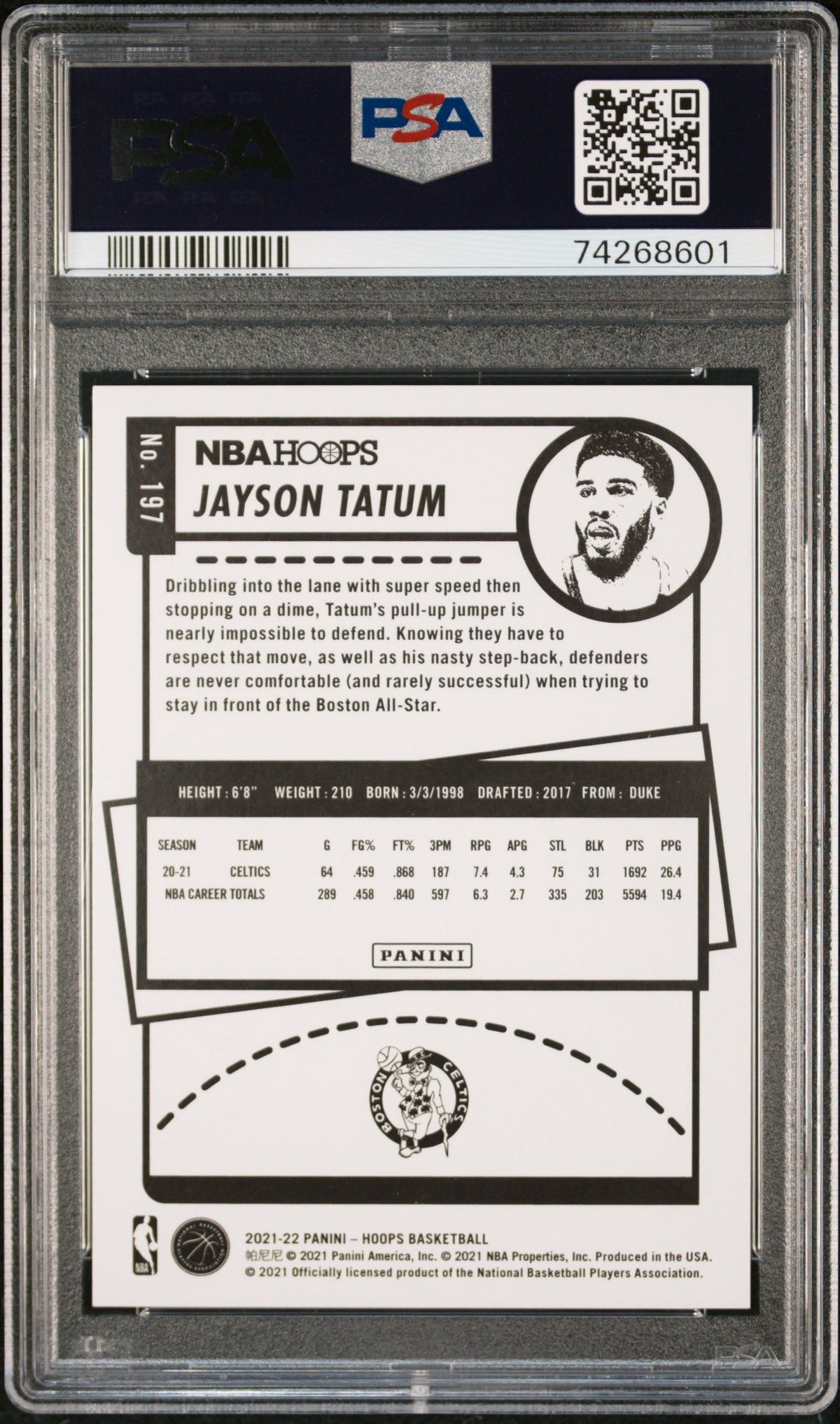 2021 Panini NBA Hoops 75th Anniversary Jayson Tatum #197 /75 PSA 10