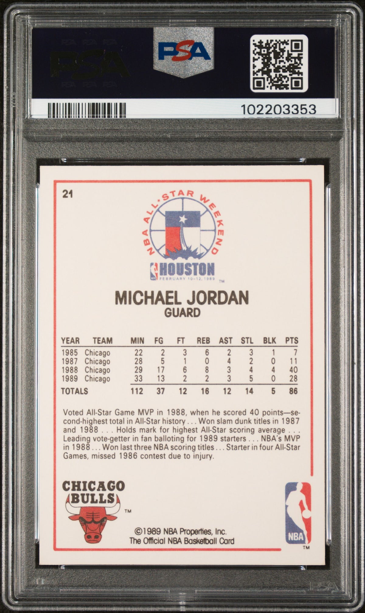 1989 Hoops All Star Michael Jordan #21 PSA 5