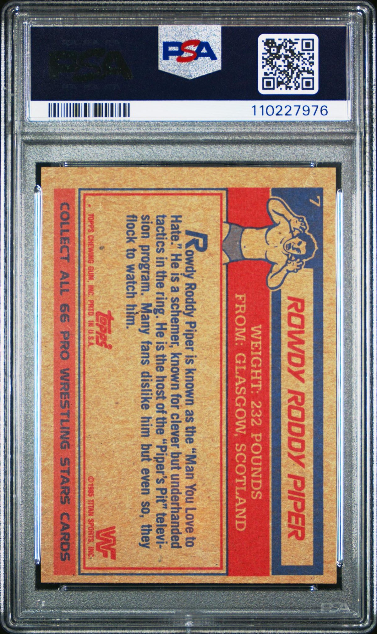 1985 Topps WWF Roddy Piper #7 PSA 6