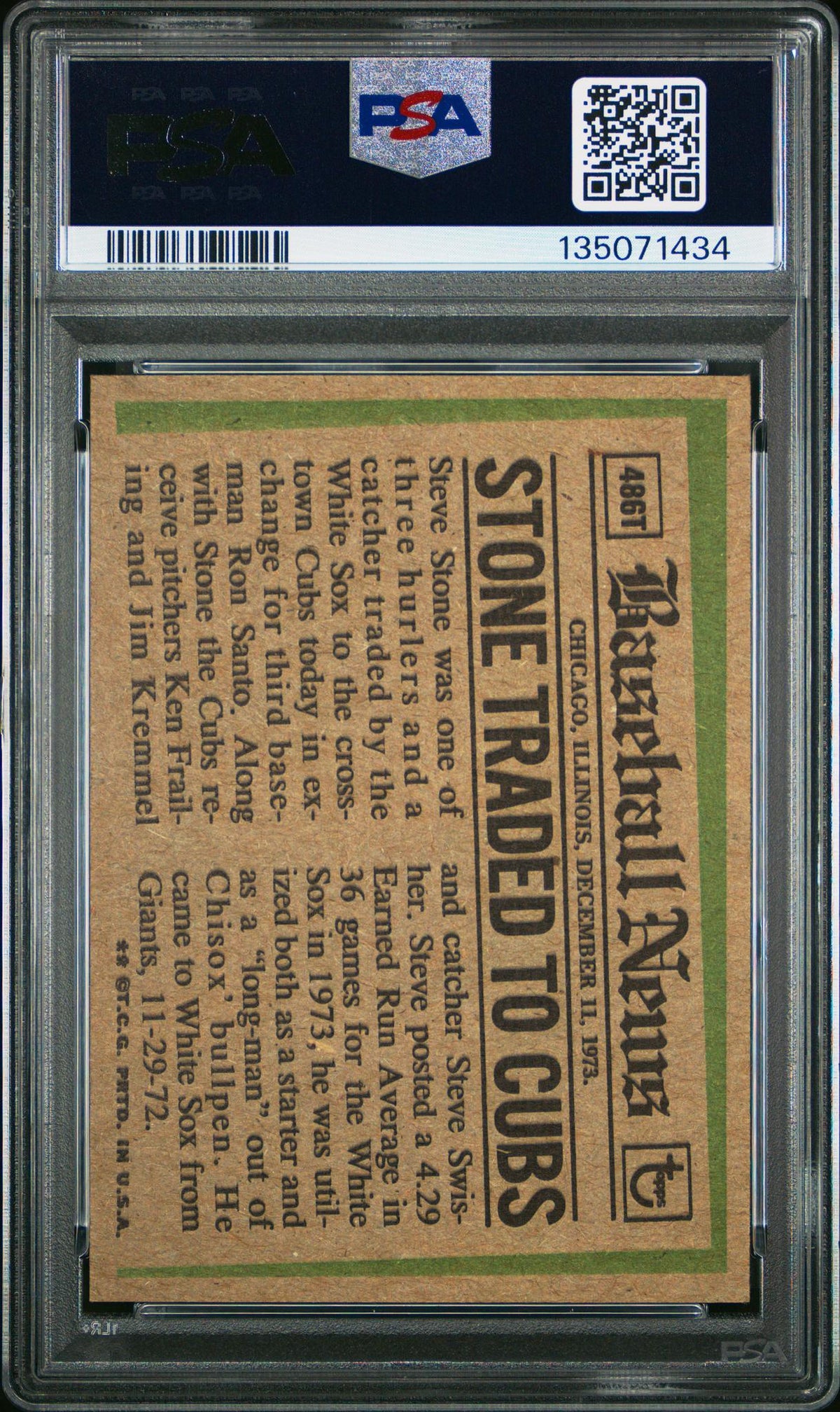 1974 Topps Traded Steven Stone #486T PSA 7