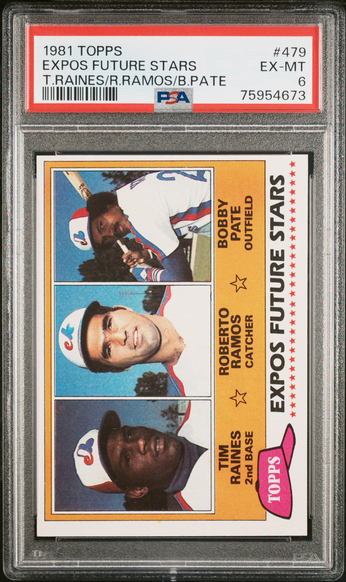 1981 Topps Expos Future Stars Bobby Pate/Roberto Ramos/Tim Raines #479 PSA 6