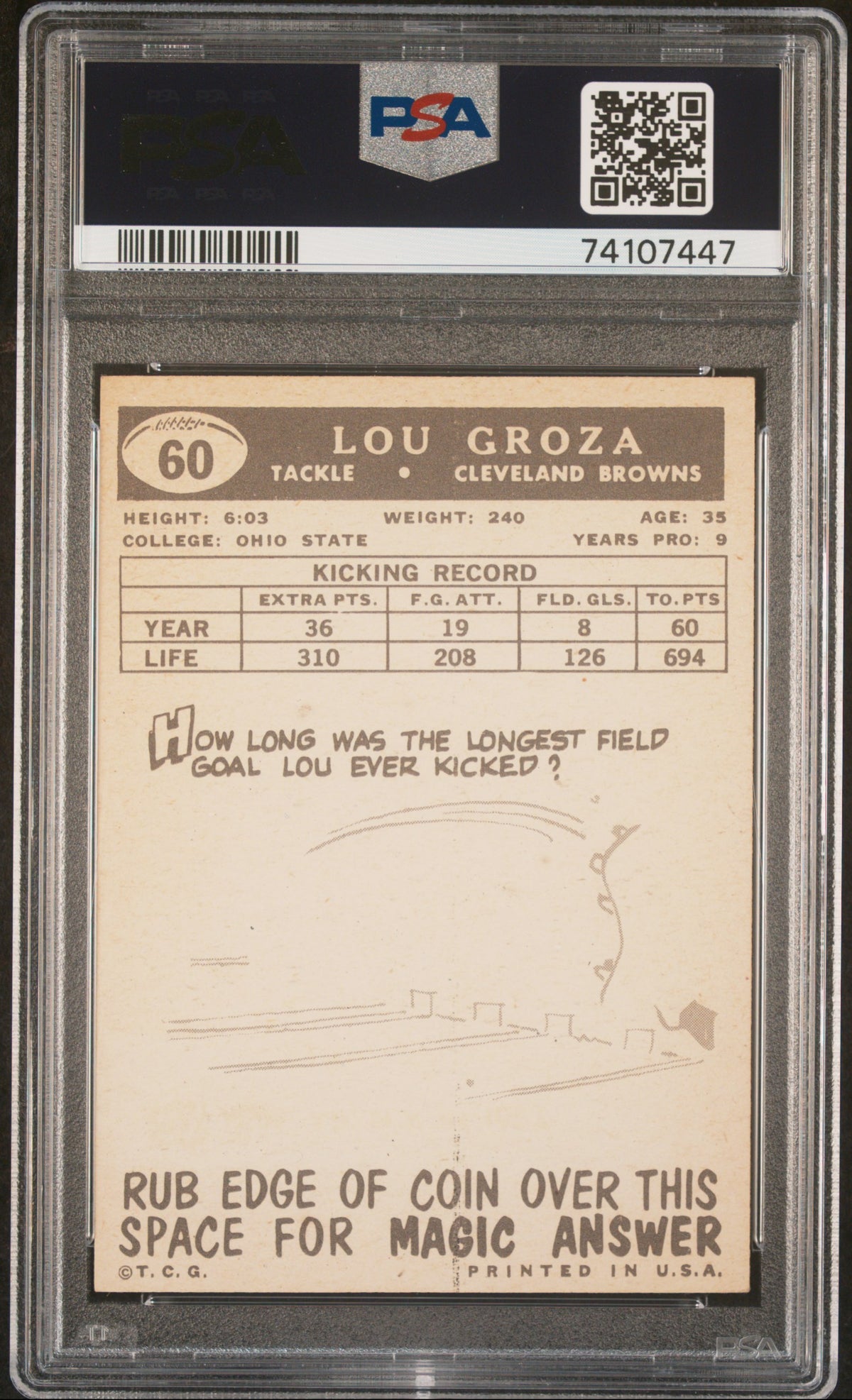 1959 Topps Lou Groza #60 PSA 6