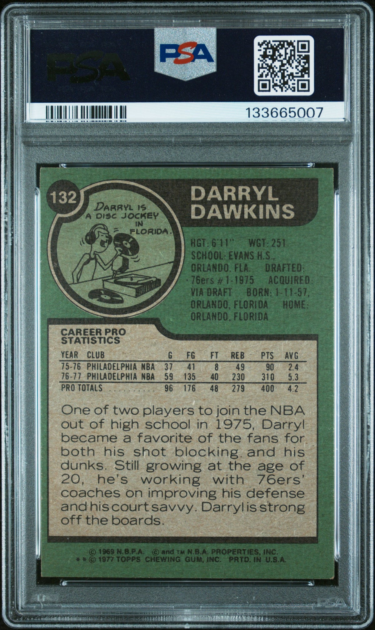 1977 Topps Darryl Dawkins #132 PSA 6