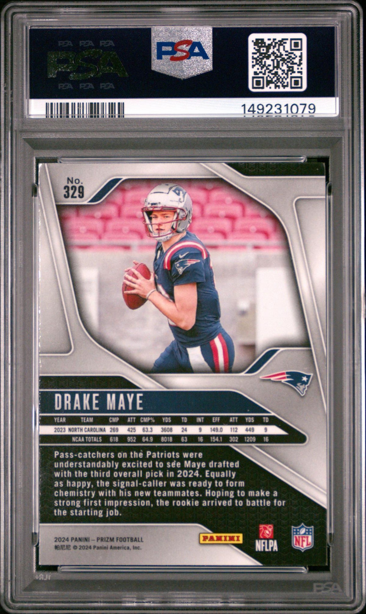 2024 Panini Prizm Drake Maye #329 PSA 8