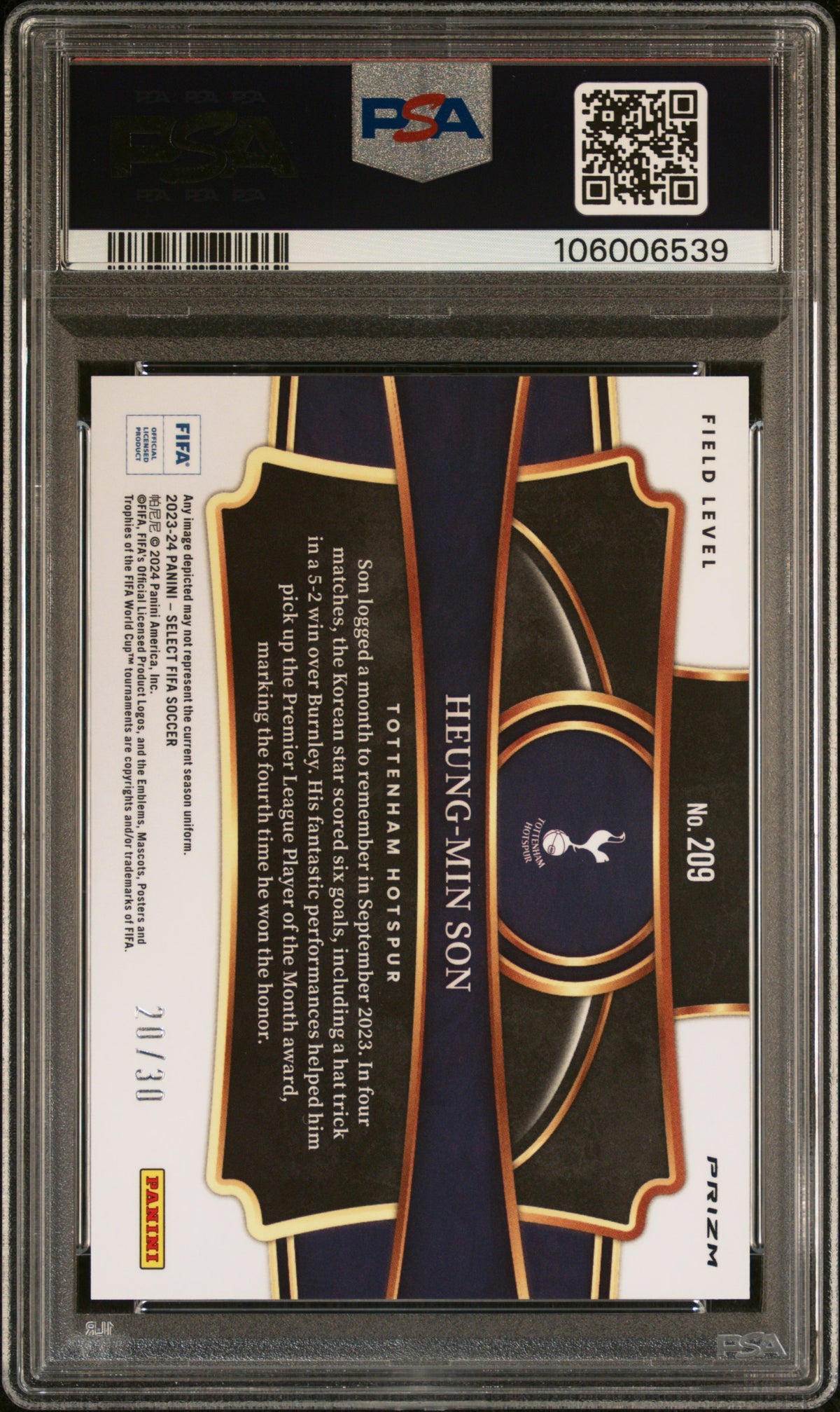 2023 Panini Select Fifa Tie-Dye Heung-Min Son #209 /30 PSA 9