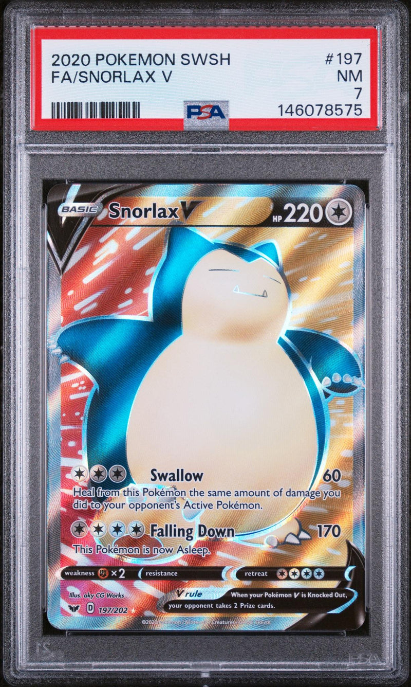 2020 Pokemon Sword and Shield Snorlax V #197 PSA 7