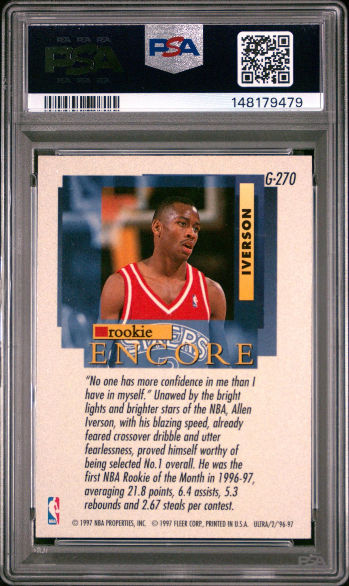 1996 Ultra Gold Medallion Allen Iverson #G270 PSA 6