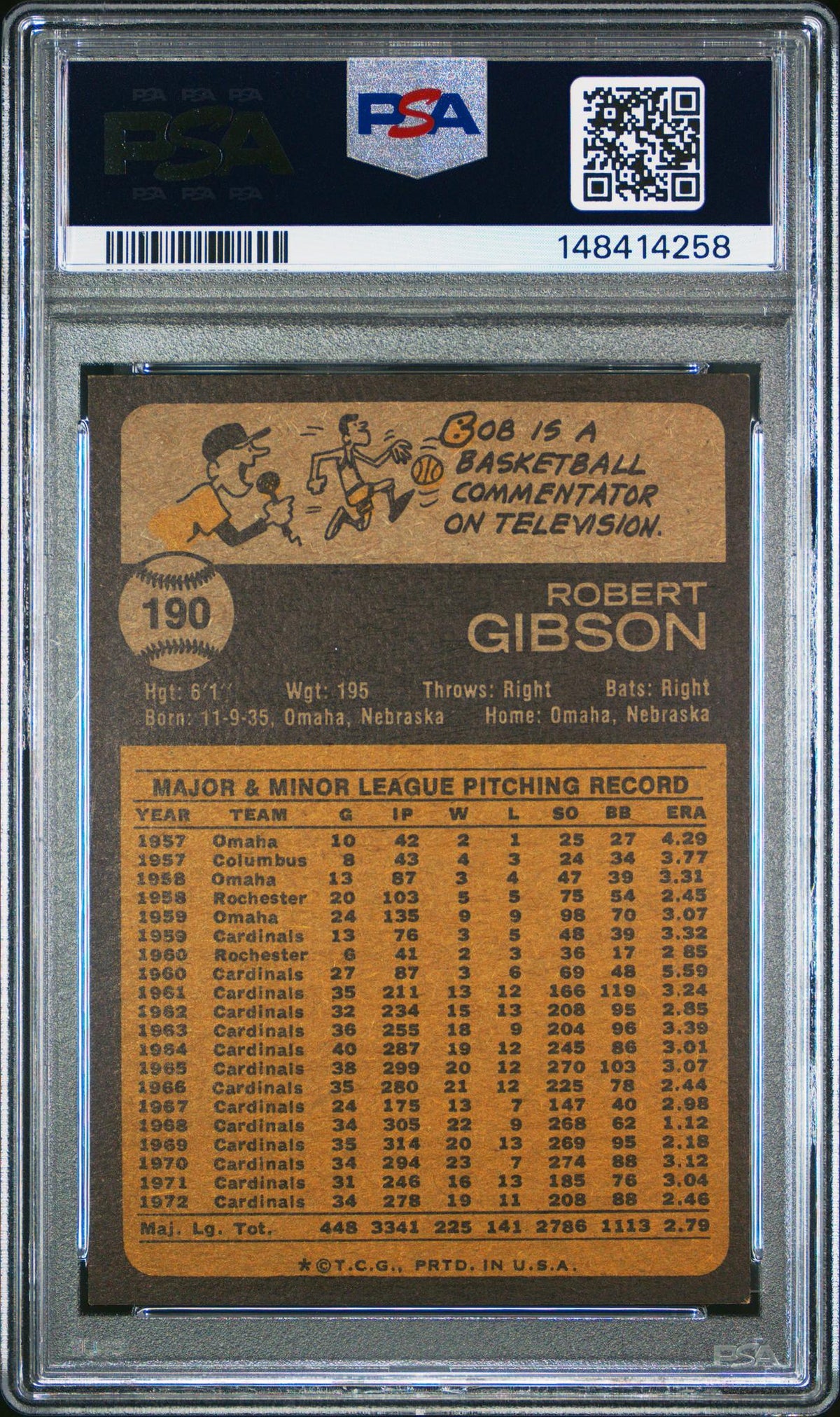 1973 Topps Bob Gibson #190 PSA 5