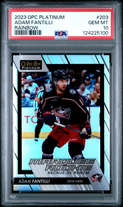 2023 O-Pee-Chee Platinum Adam Fantilli #203 Marquee Rookie Rainbow PSA 10