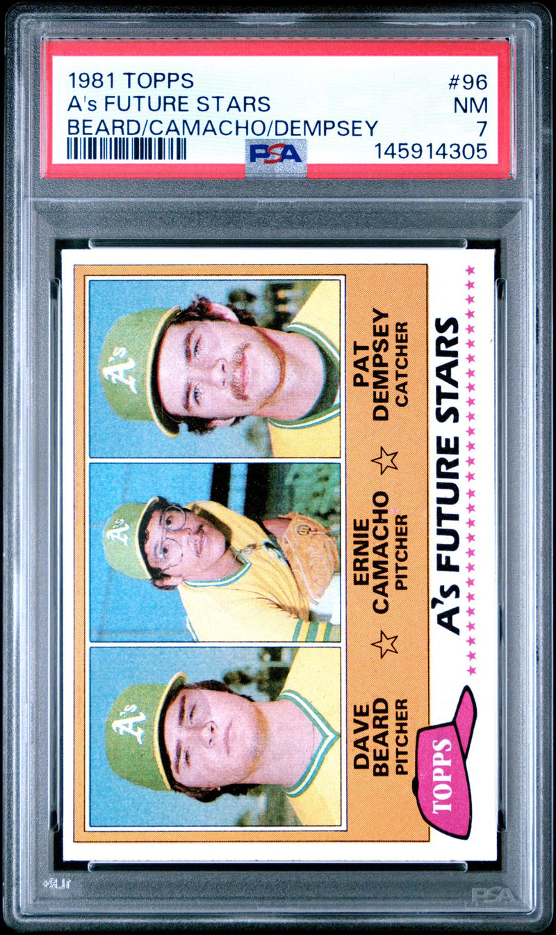 1981 Topps Dave Beard/Ernie Camacho/Pat Dempsey #96 PSA 7