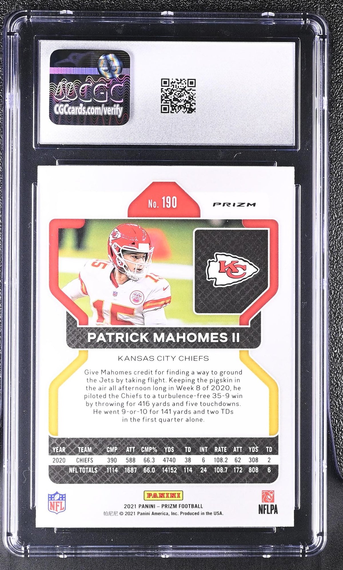 2021 Prizm #190 Patrick Mahomes II Red Ice CGC 10