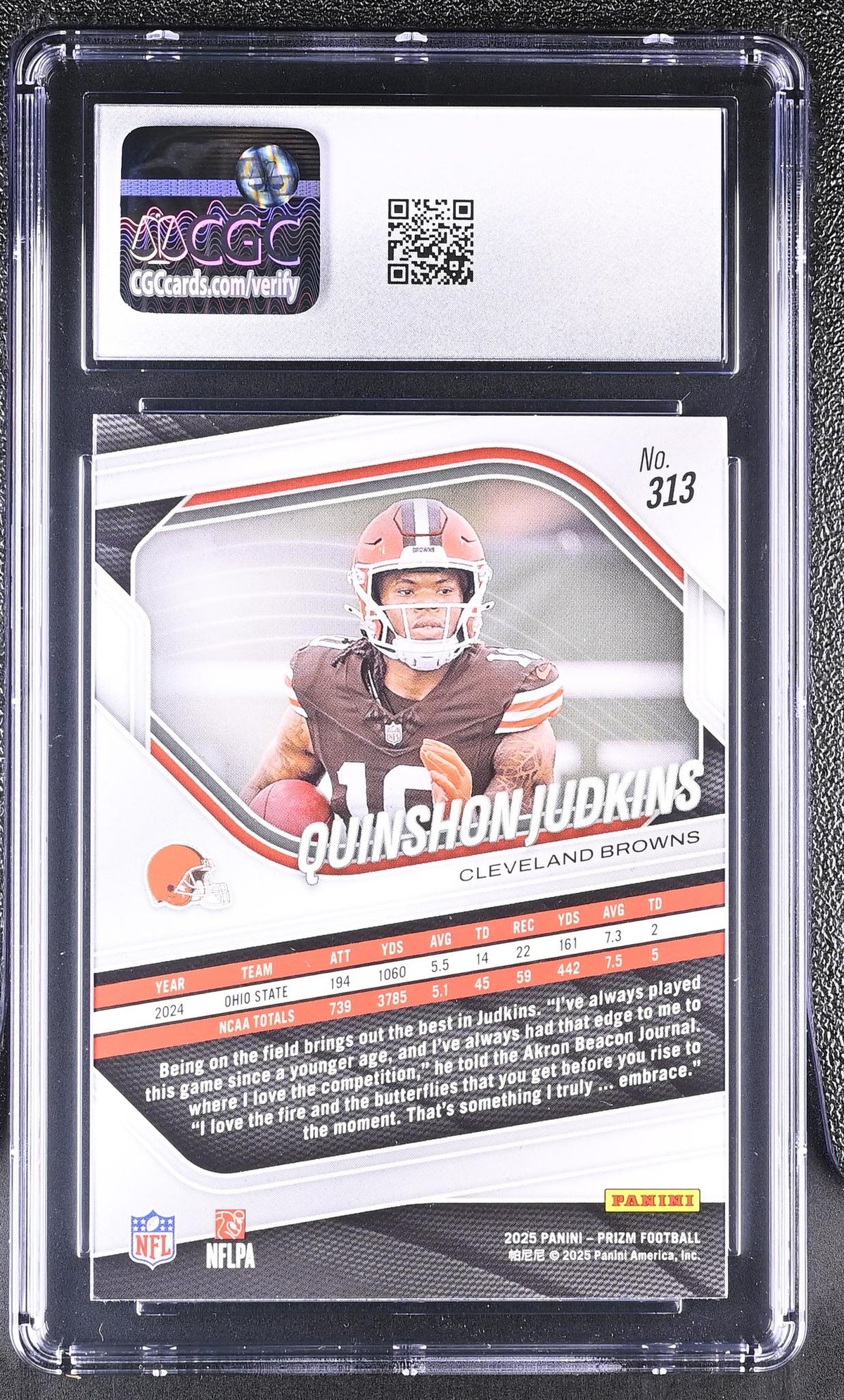 2025 Prizm #313 Quinshon Judkins 6162930092 CGC 9