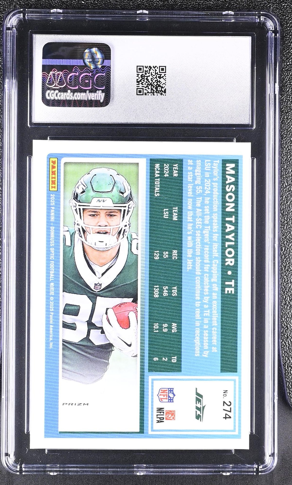 2025 Donruss Optic #274 Mason Taylor Green Hyper CGC 8.5