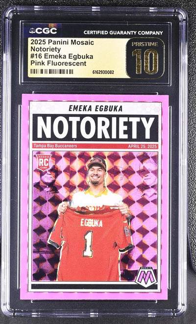 2025 Panini Mosaic Notoriety Emeka Egbuka #16 Pink Fluorescent CGC 10