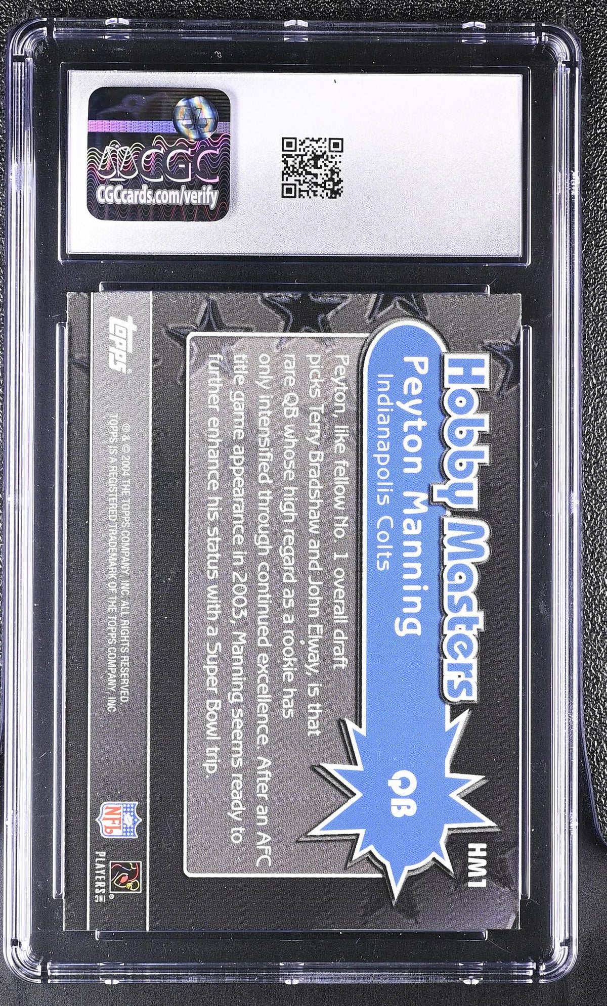 2004 Hobby Masters #HM1 Peyton Manning Hobby Masters CGC 8.5