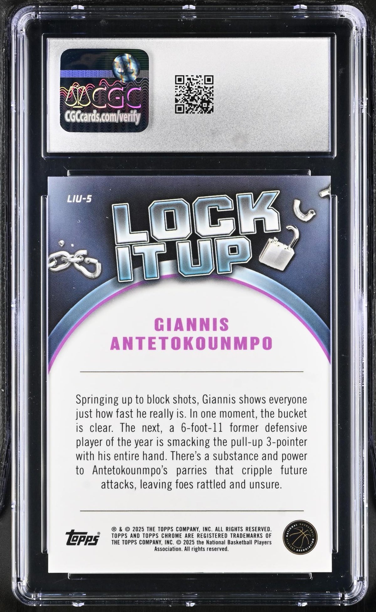 2024 Topps Chrome #LIU-5 Giannis Antetokounmpo Lock it Up /25 CGC 10