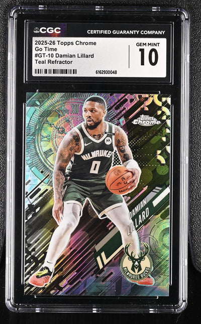 2025-26 Topps Chrome Go Time Damian Lillard #GT-10 Teal Refractor CGC 10