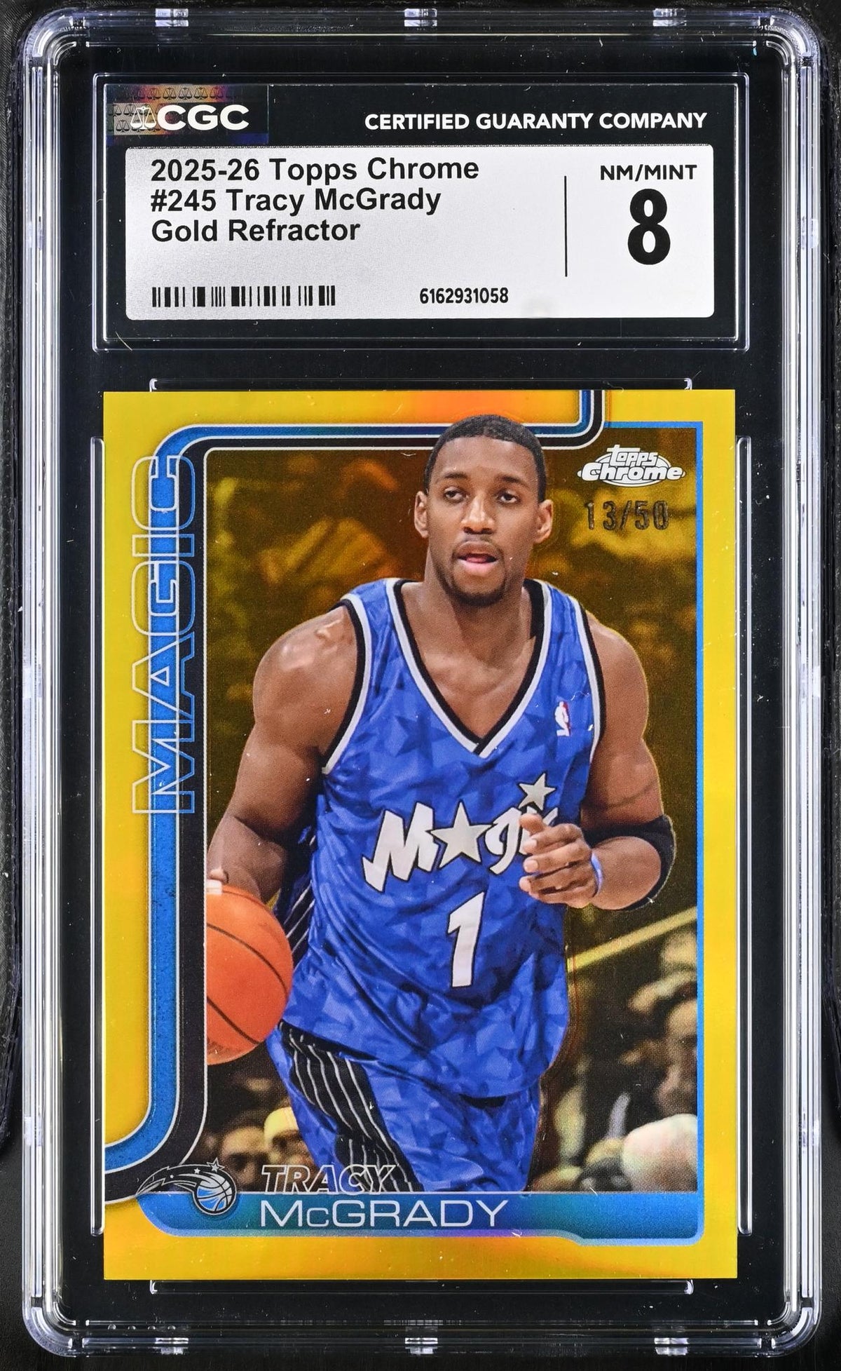 2025 Topps Chrome #245 Tracy McGrady Gold Refractor CGC 8