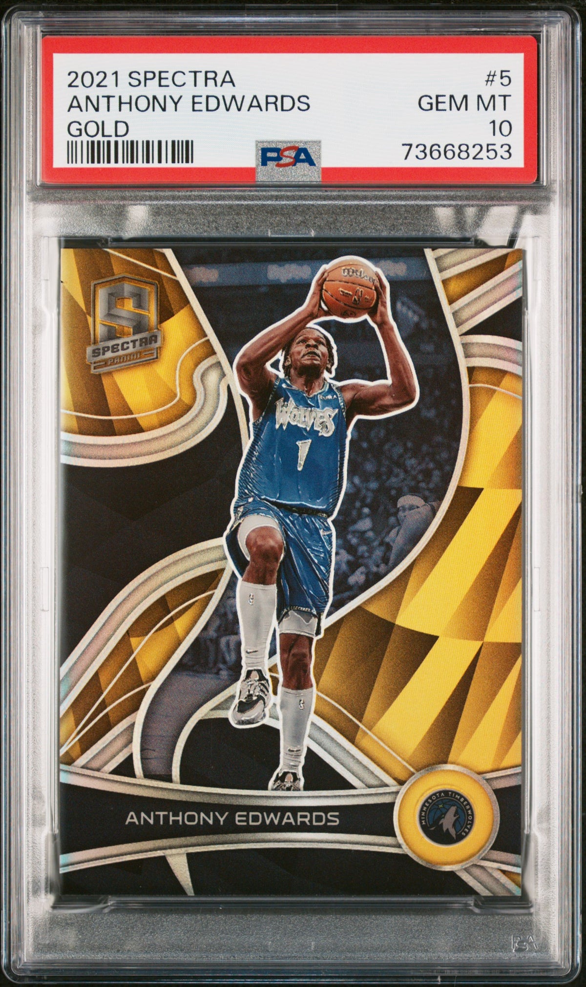2021 Panini Spectra Gold Anthony Edwards #5 /10 PSA 10 73668253