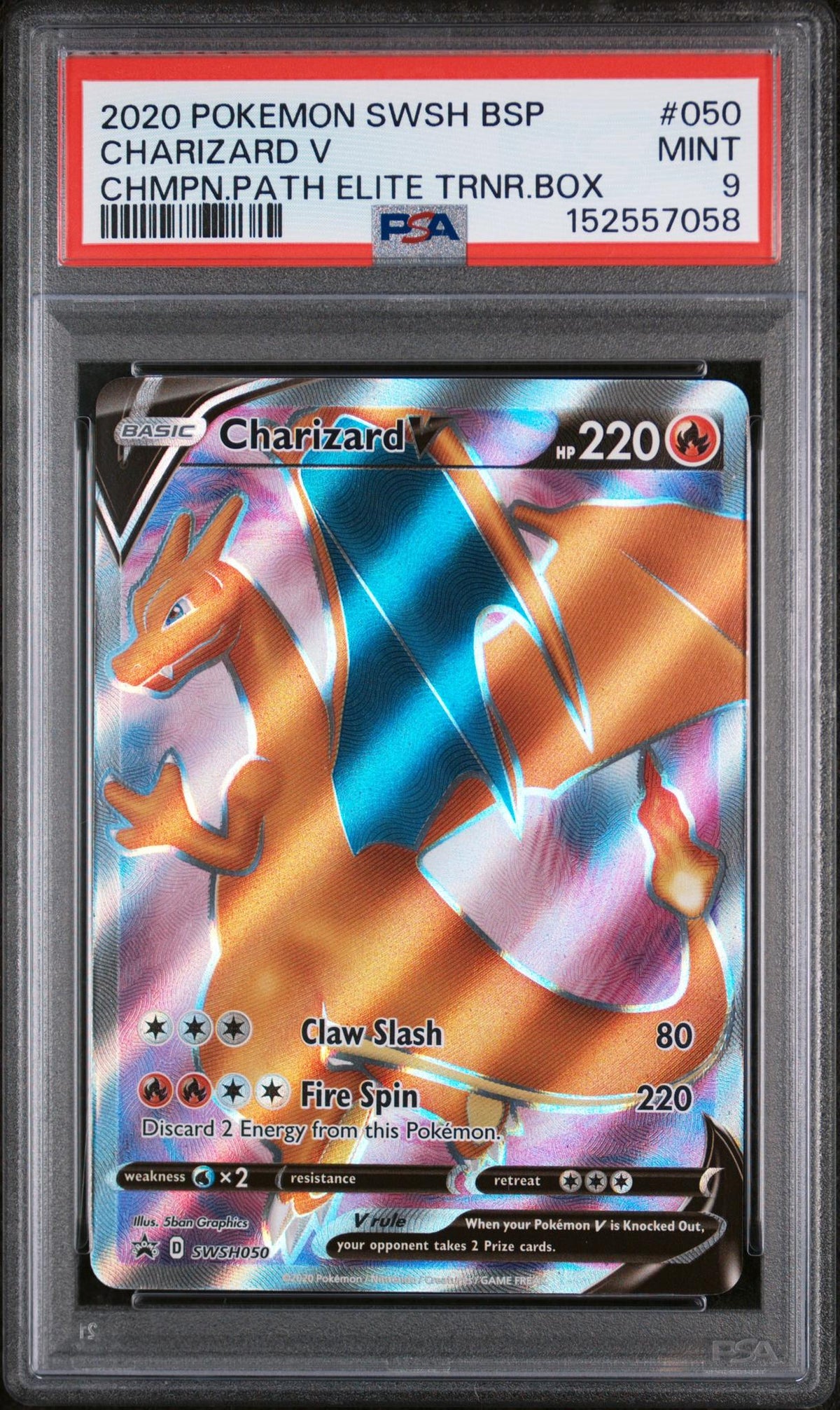 2020 Pokemon Sword and Shield Black Star Promo Champion's Path Elite Trainer Box Charizard V #050 PSA 9