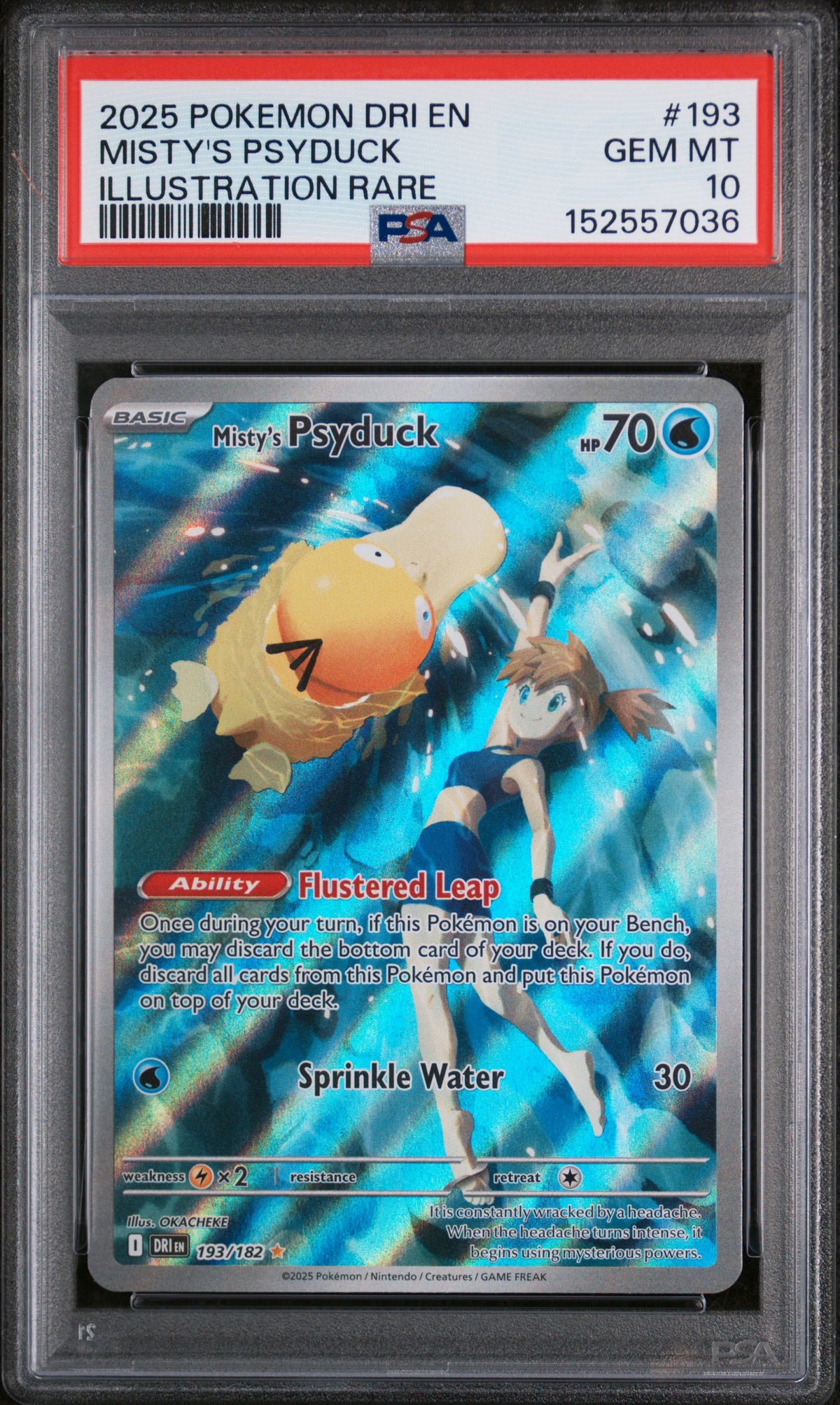 2025 Pokemon Scarlet and Violet Destined Rivals Illustration Rare Misty's Psyduck #193 PSA 10