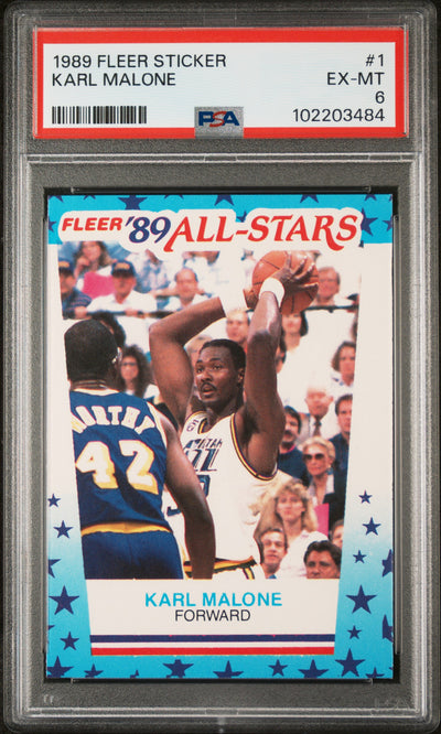 1989 Fleer Stickers Karl Malone #1 PSA 6