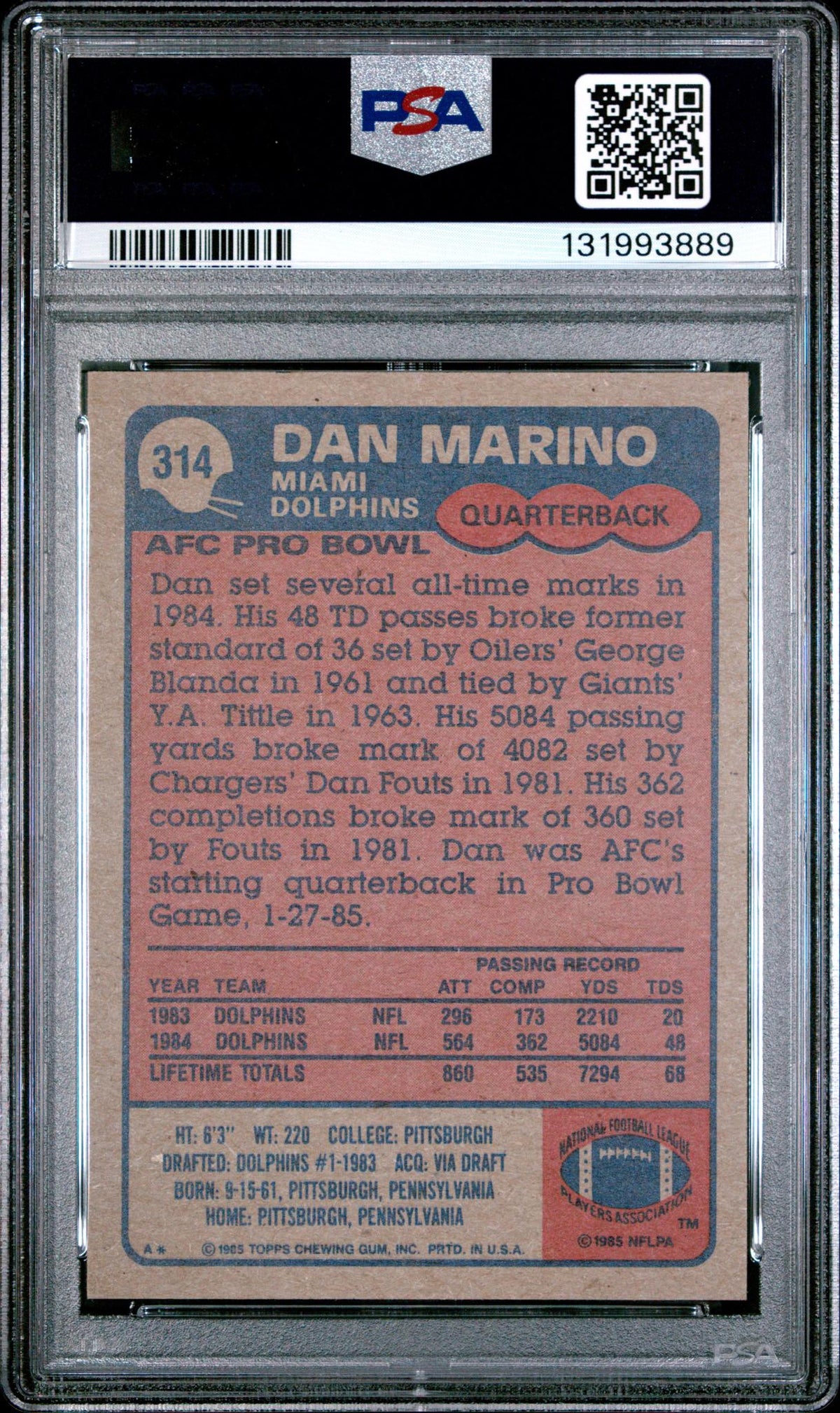 1985 Topps Dan Marino #314 PSA 6