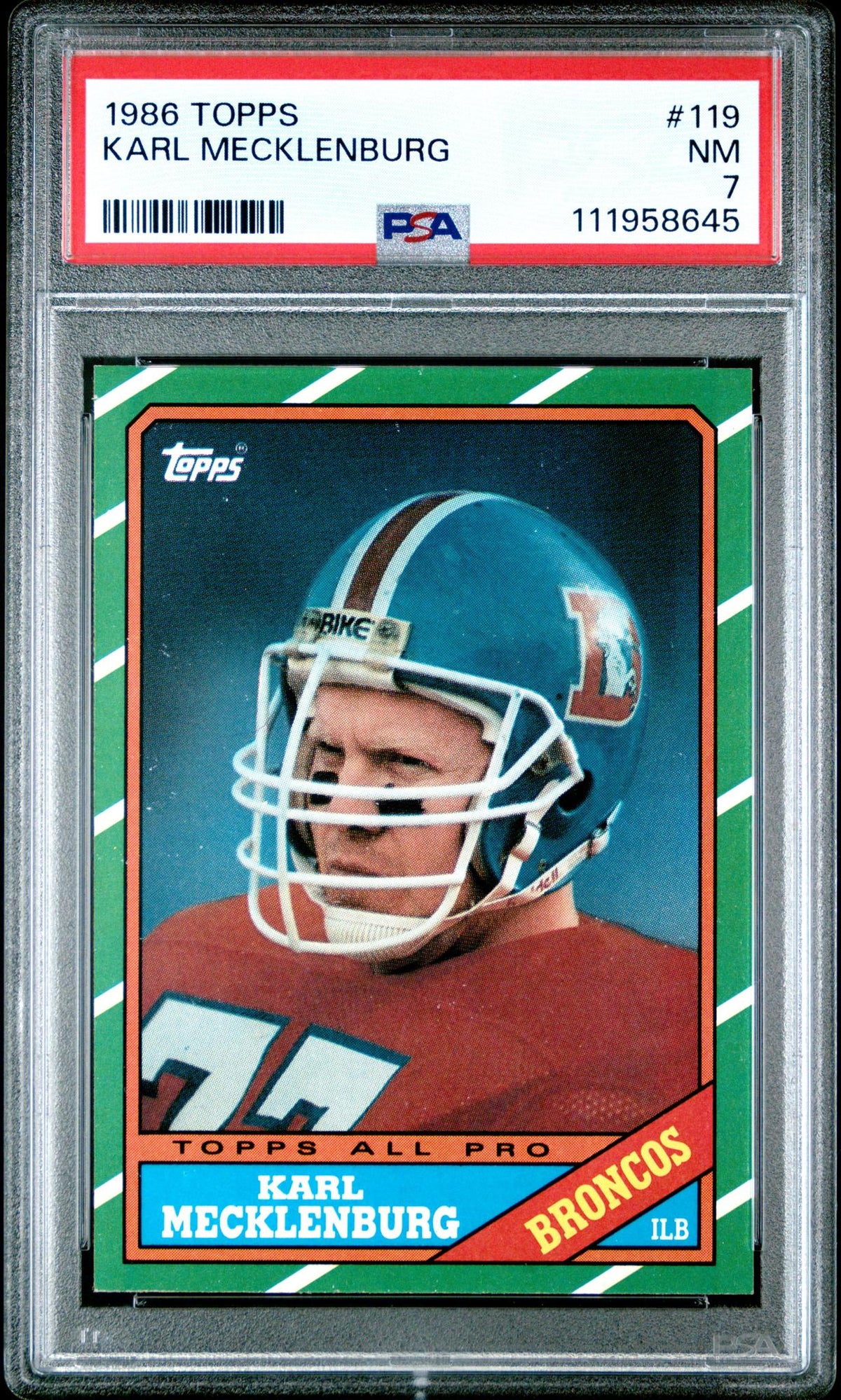 1986 Topps Karl Mecklenburg Ap #119 PSA 7