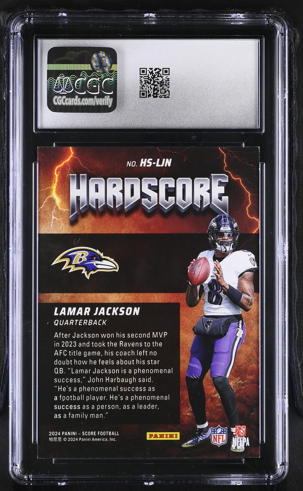 2024 Score #HS-LJN Lamar Jackson Hardscore CGC 8