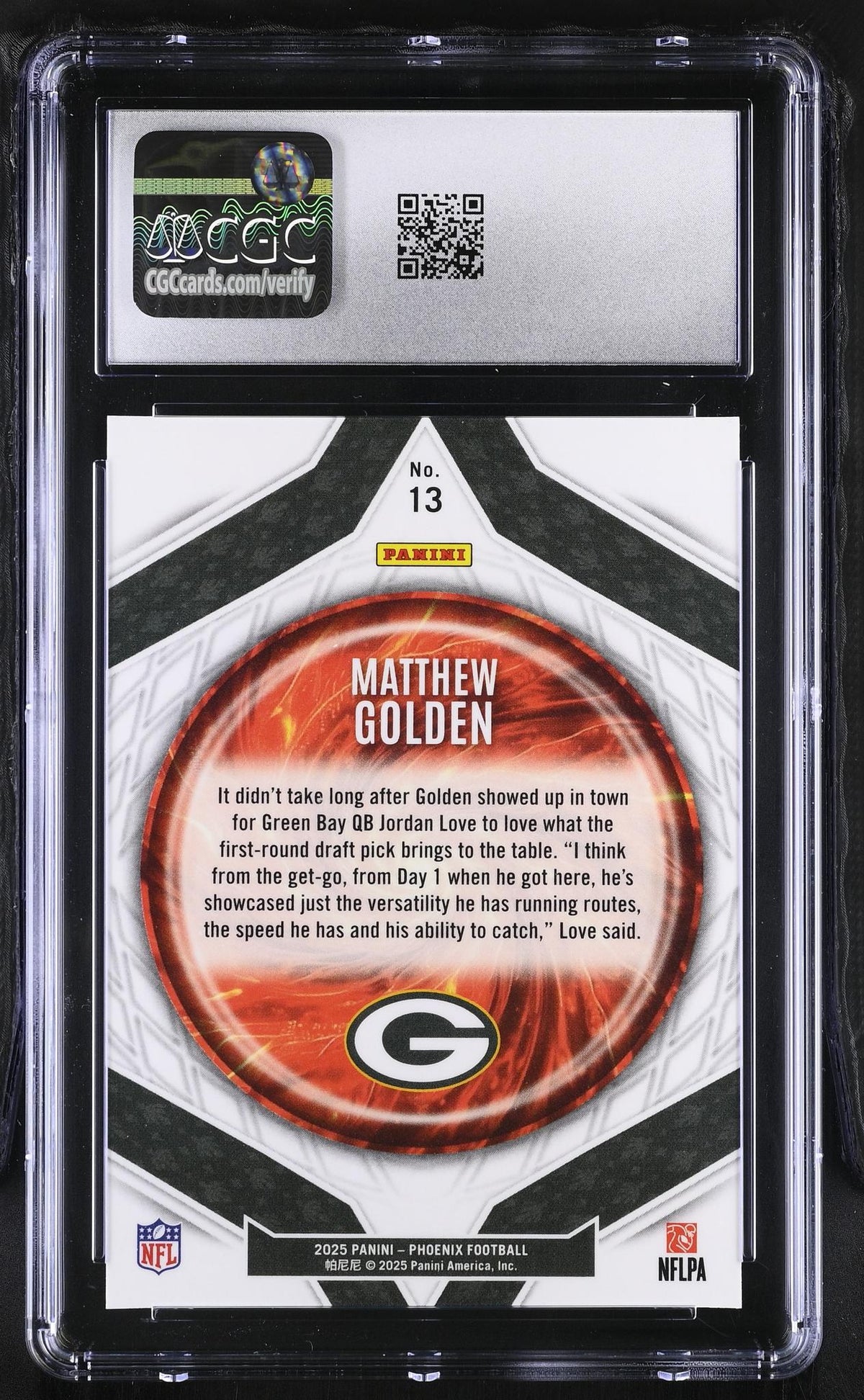 2025 Phoenix #13 Matthew Golden Paragon CGC 10