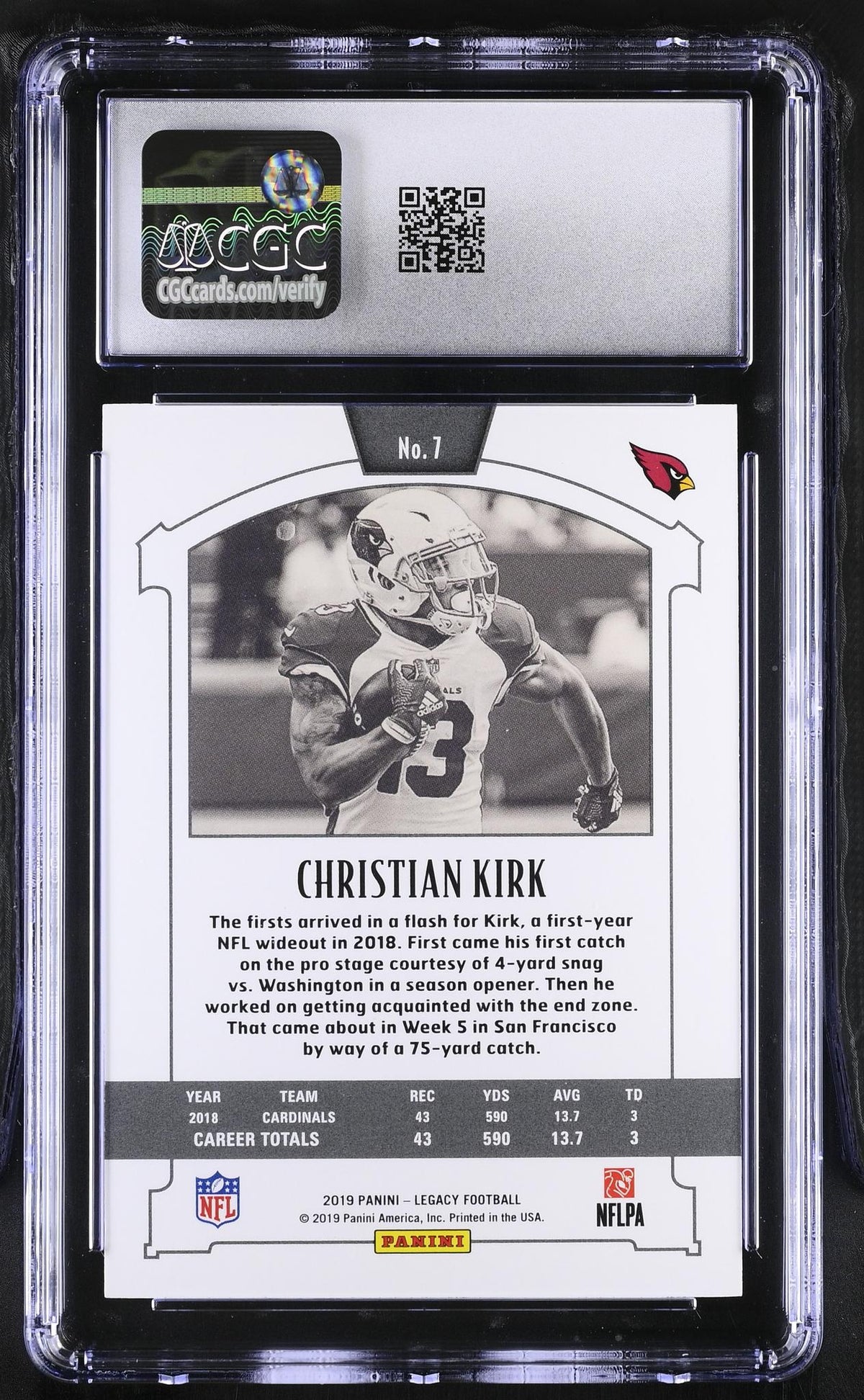 2019 Panini Legacy #7 Christian Kirk Yellow /165 CGC 8