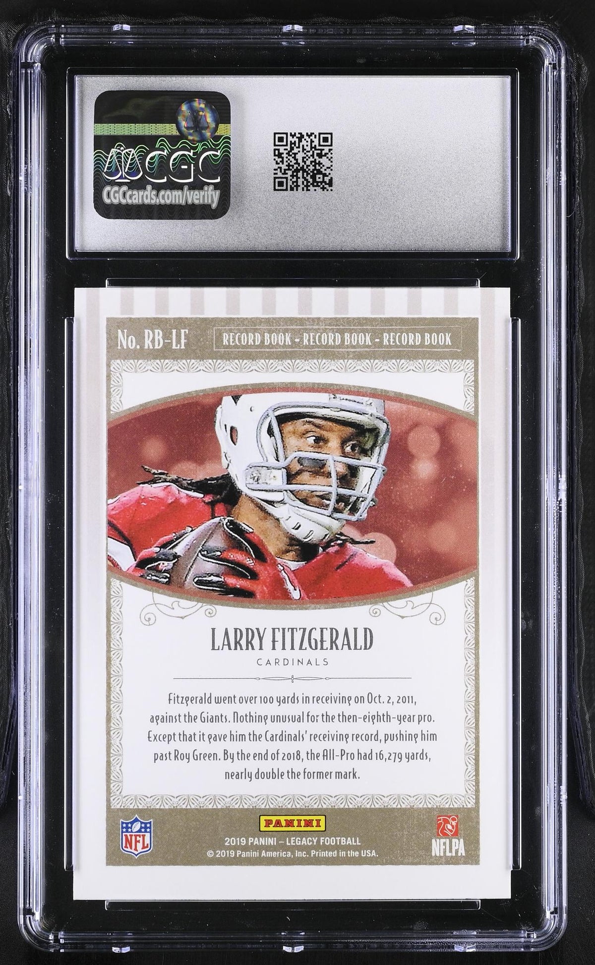 2019 Legacy #RB-LF Larry Fitzgerald Record Book CGC 9