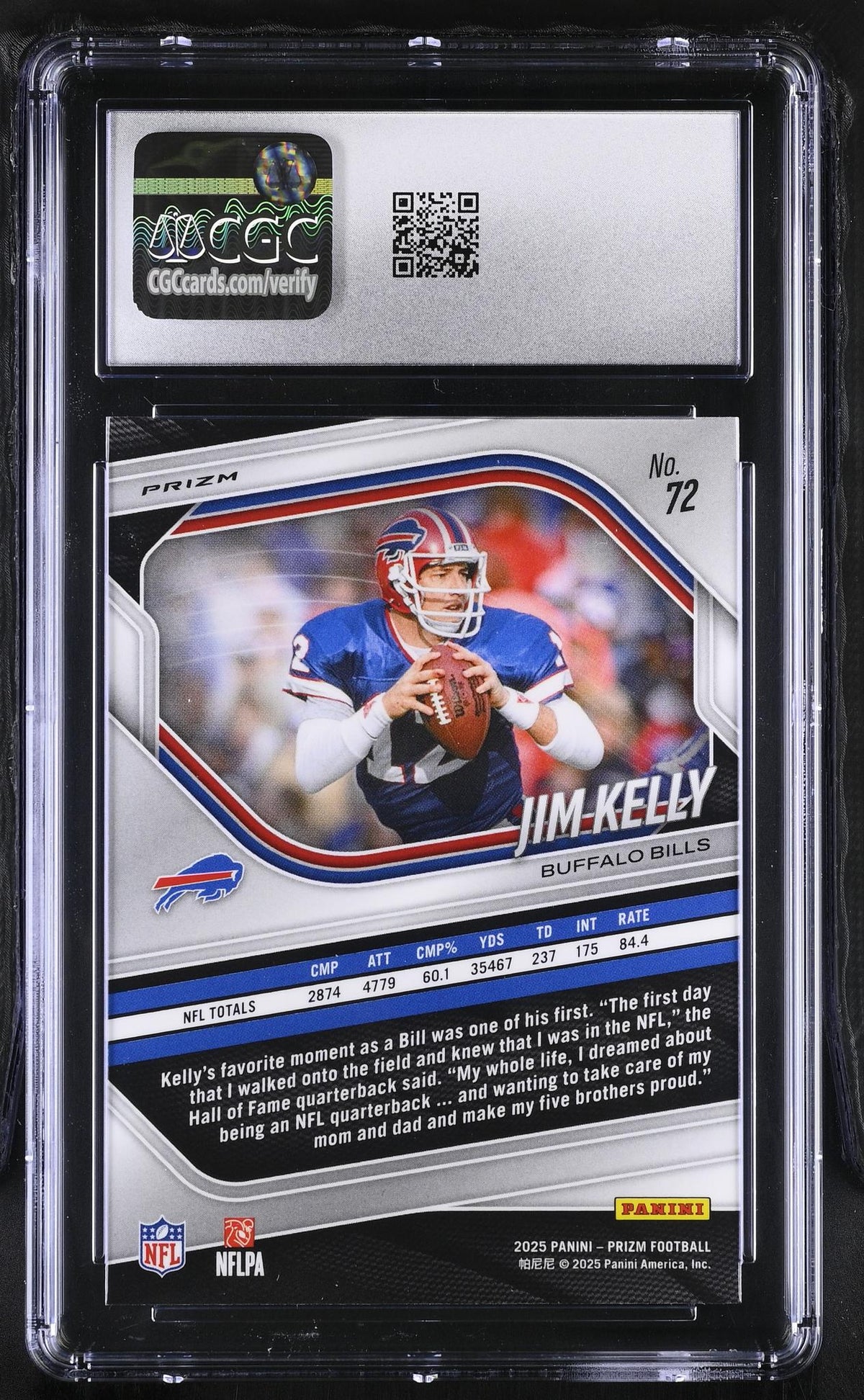 2025 Prizm #72 Jim Kelly White Disco CGC 9