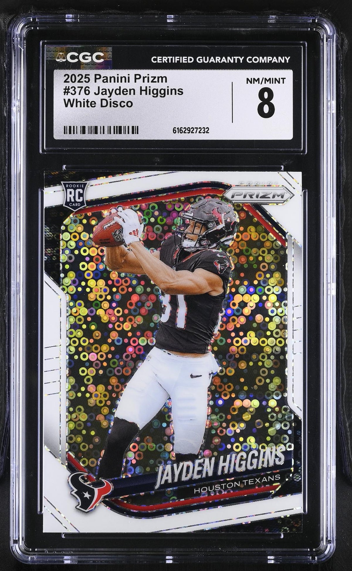 2025 Prizm #376 Jayden Higgins White Disco CGC 8