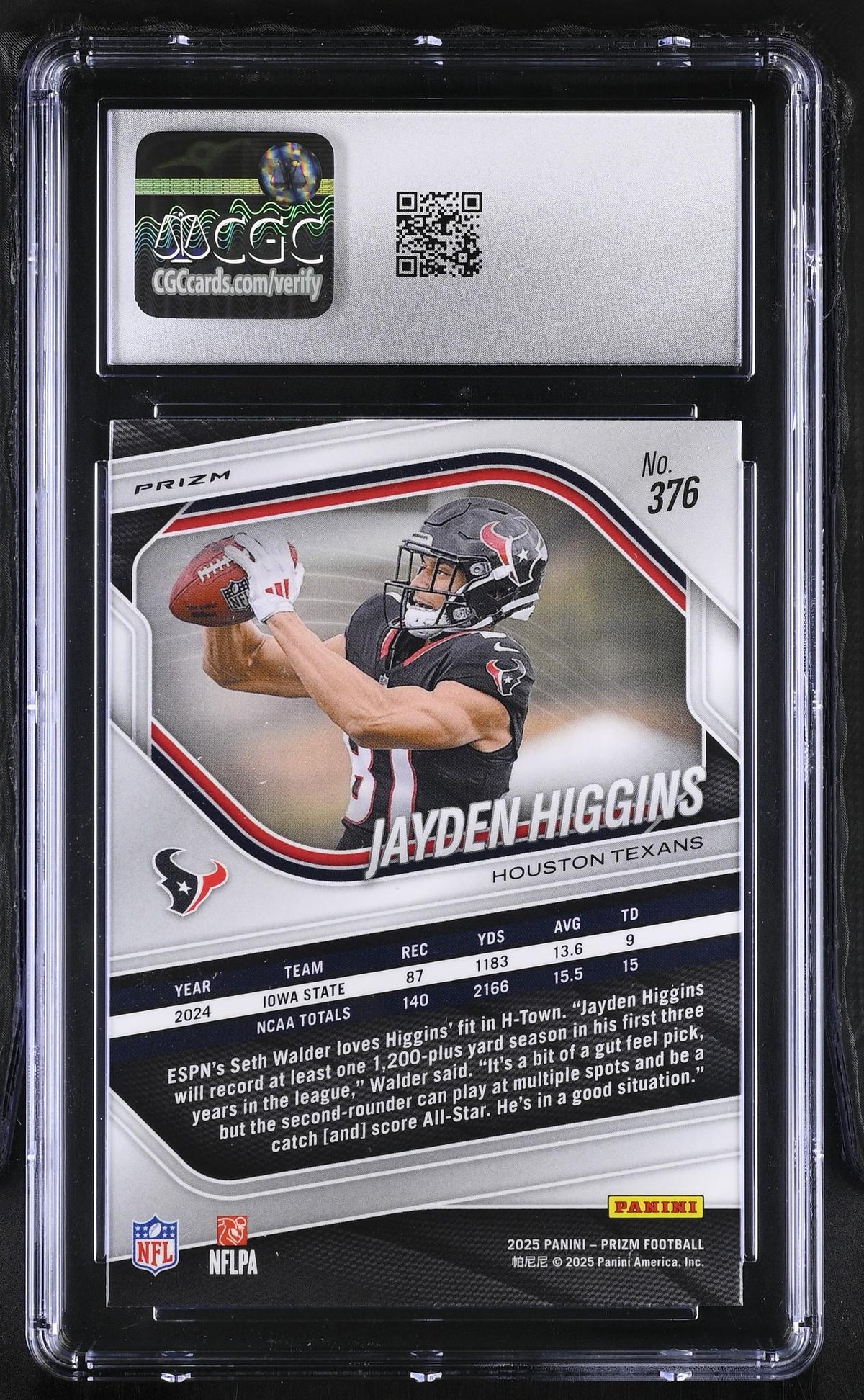 2025 Prizm #376 Jayden Higgins White Disco CGC 8