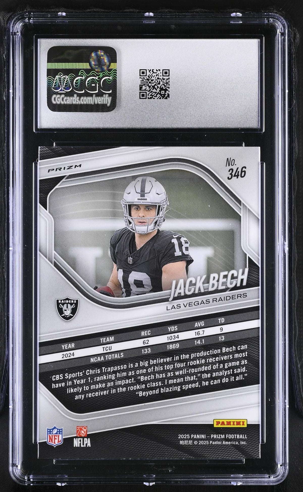 2025 Prizm #346 Jack Bech White Disco CGC 8