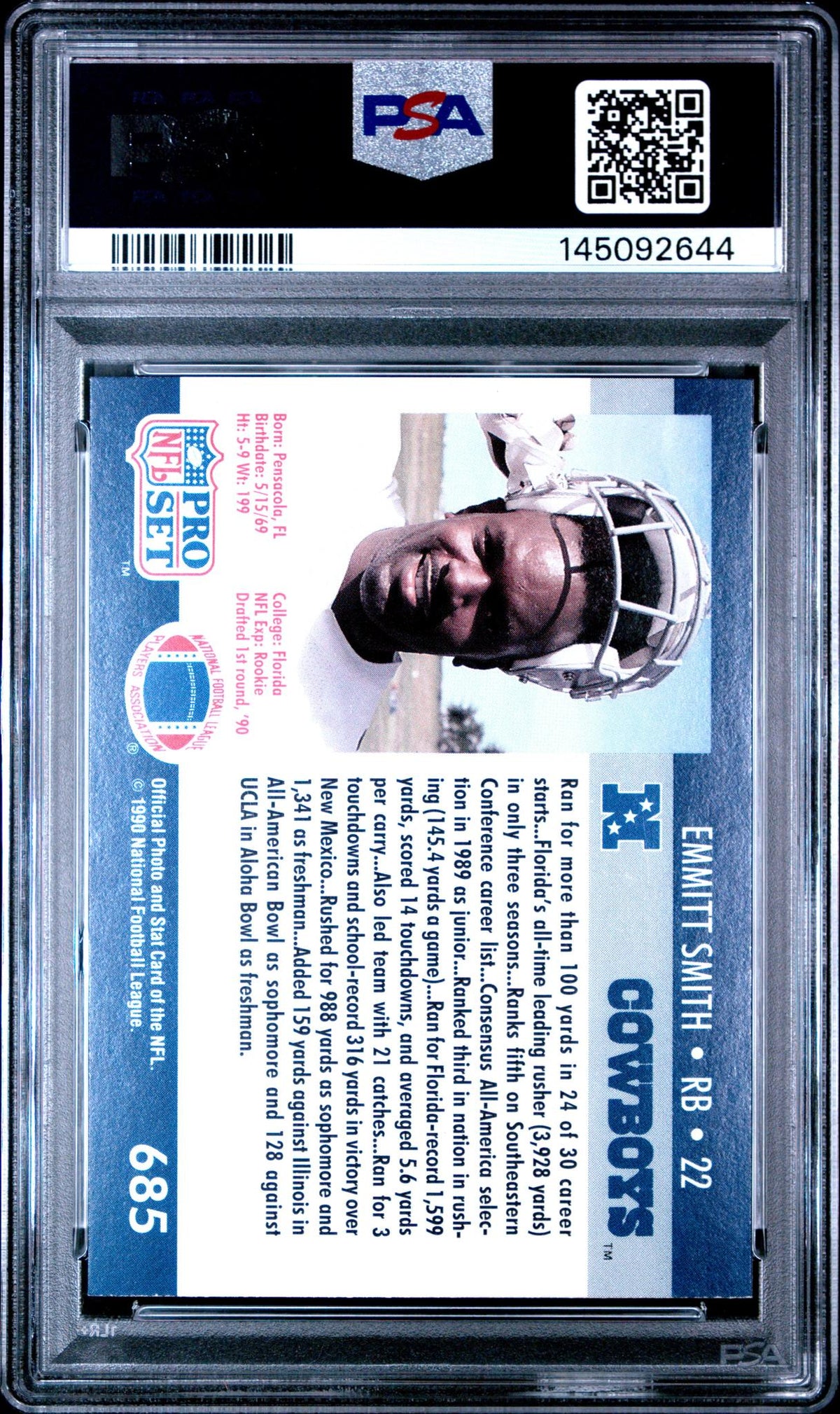 1990 Pro Set Emmitt Smith #685 PSA 7