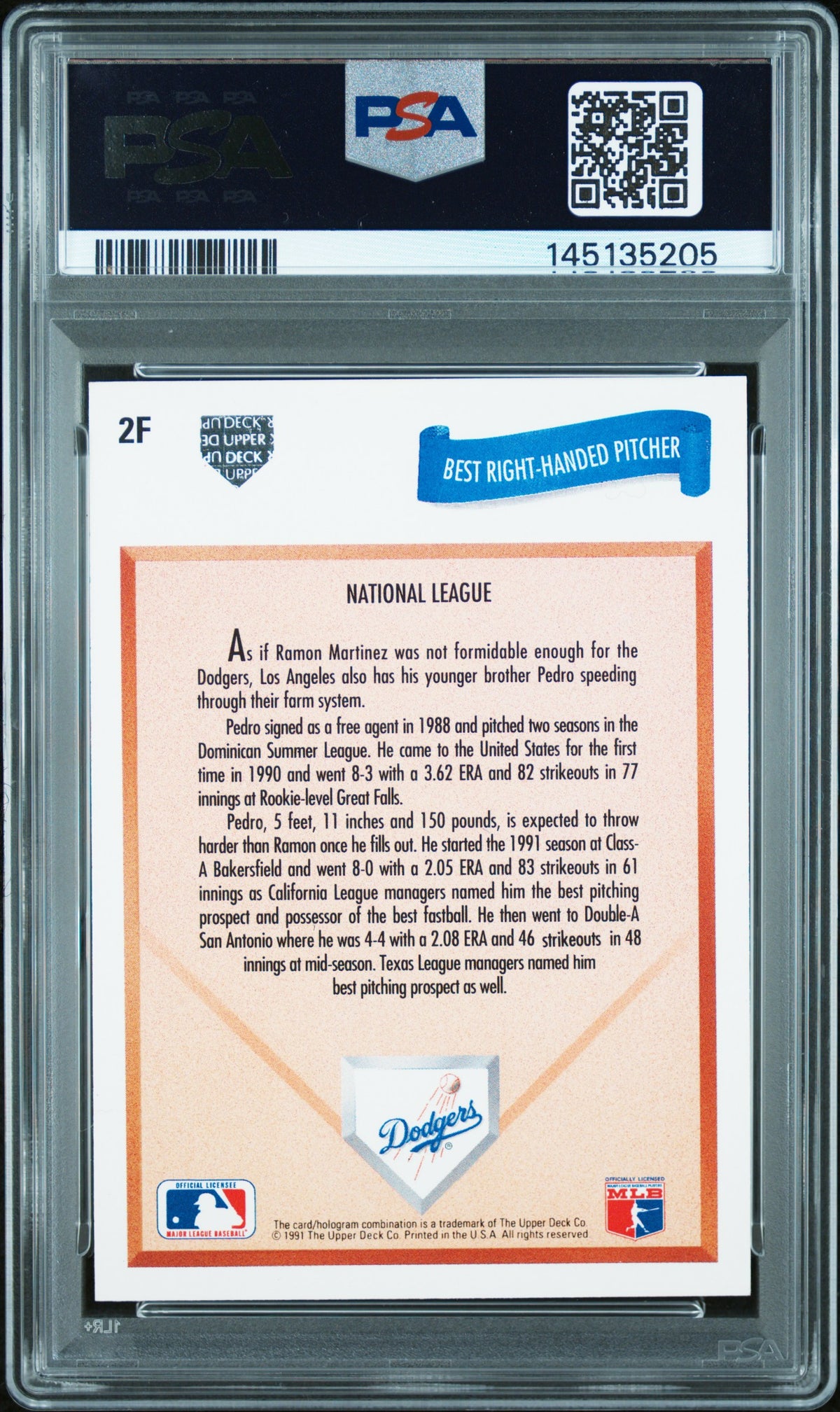 1991 Upper Deck Final Edition Pedro Martinez #2F PSA 6