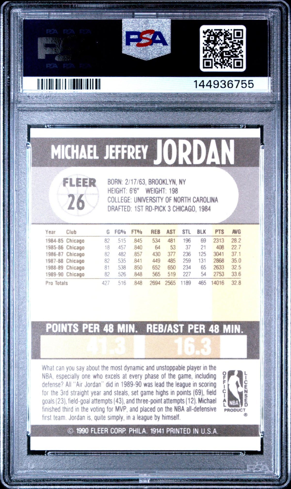 1990 Fleer Michael Jordan #26 PSA 6