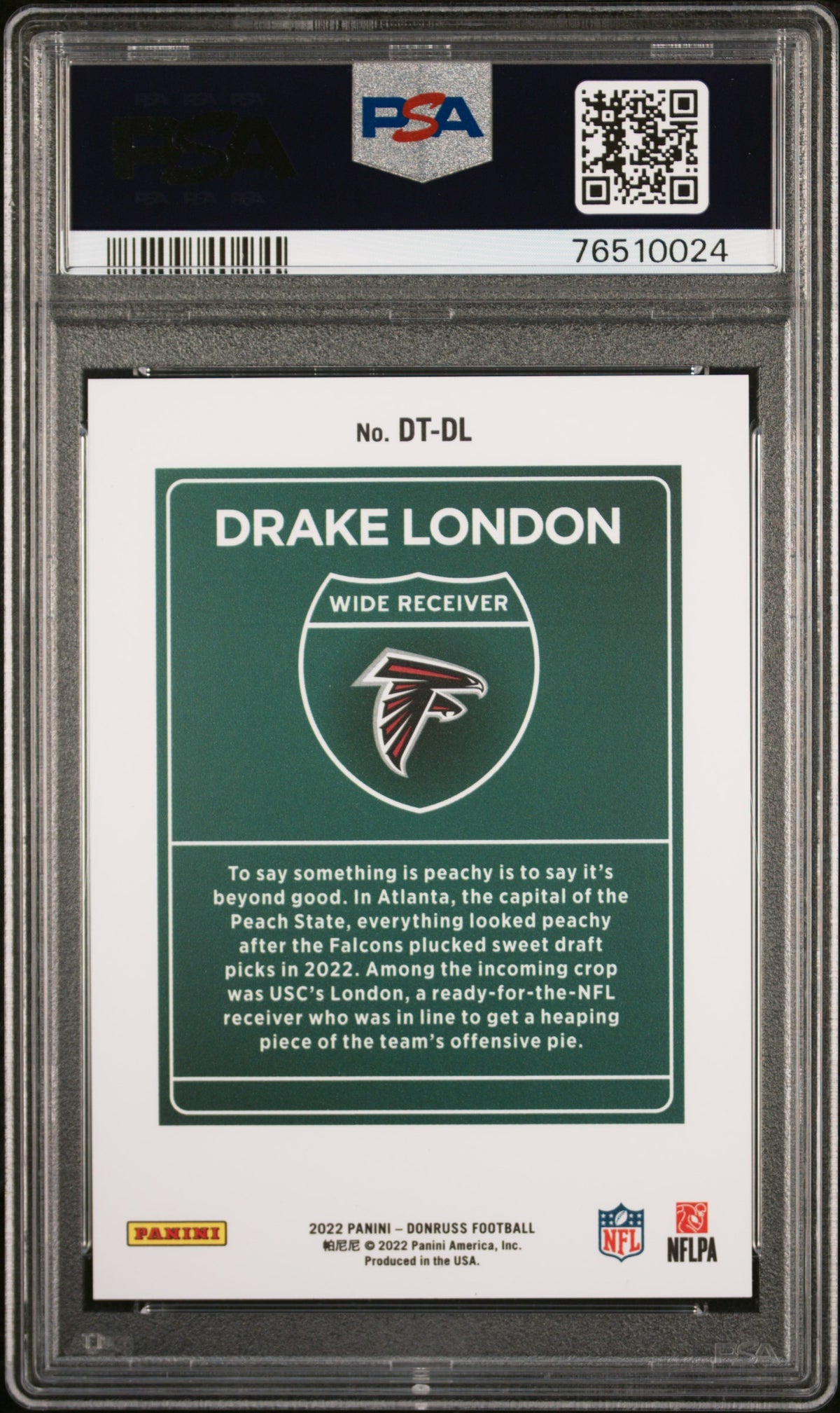 2022 Panini Donruss Downtown Drake London #DTDL PSA 10