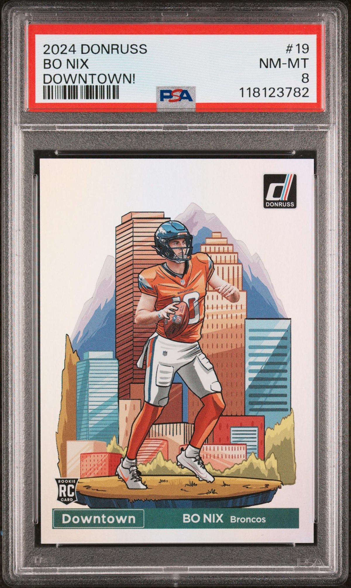 2024 Panini Donruss Downtown Bo Nix #19 PSA 8