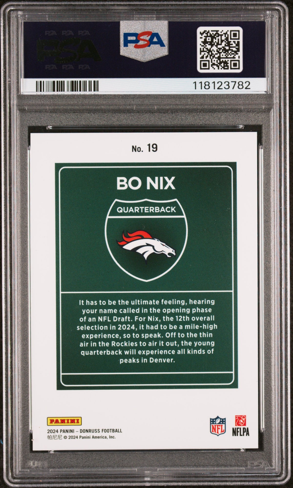 2024 Panini Donruss Downtown Bo Nix #19 PSA 8