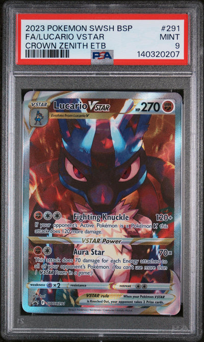 Pokémon Sword & Shield Lucario VSTAR #SWSH291 Crown Zenith ETB PSA 9