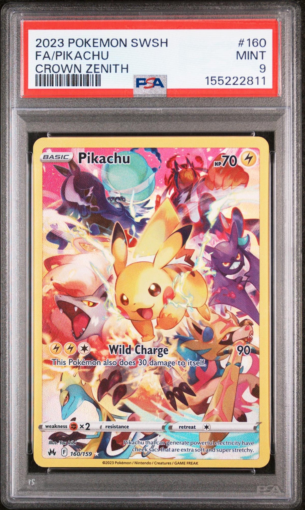 2023 Pokemon Sword and Shield Crown Zenith Pikachu #160 PSA 9