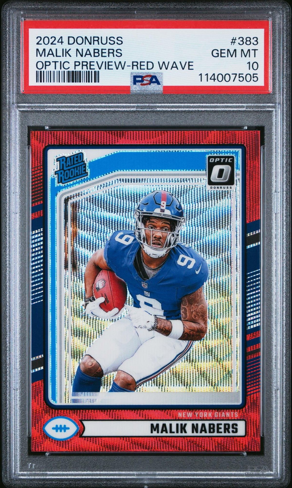 2024 Donruss Optic Preview Red Wave Malik Nabers #383 PSA 10